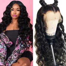 Alibele бразильские свободные волнистые человеческие волосы на кружеве, парики для черных женщин, волосы remy, парик с детскими волосами, плотность 150, 13x4 дюйма