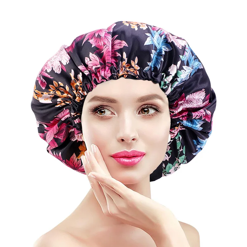 Beauty Print Stain Double Layer Ajustable Sleeping Night Cap Cover Hair Shower Curly Springy Elastic Band | Аксессуары для одежды