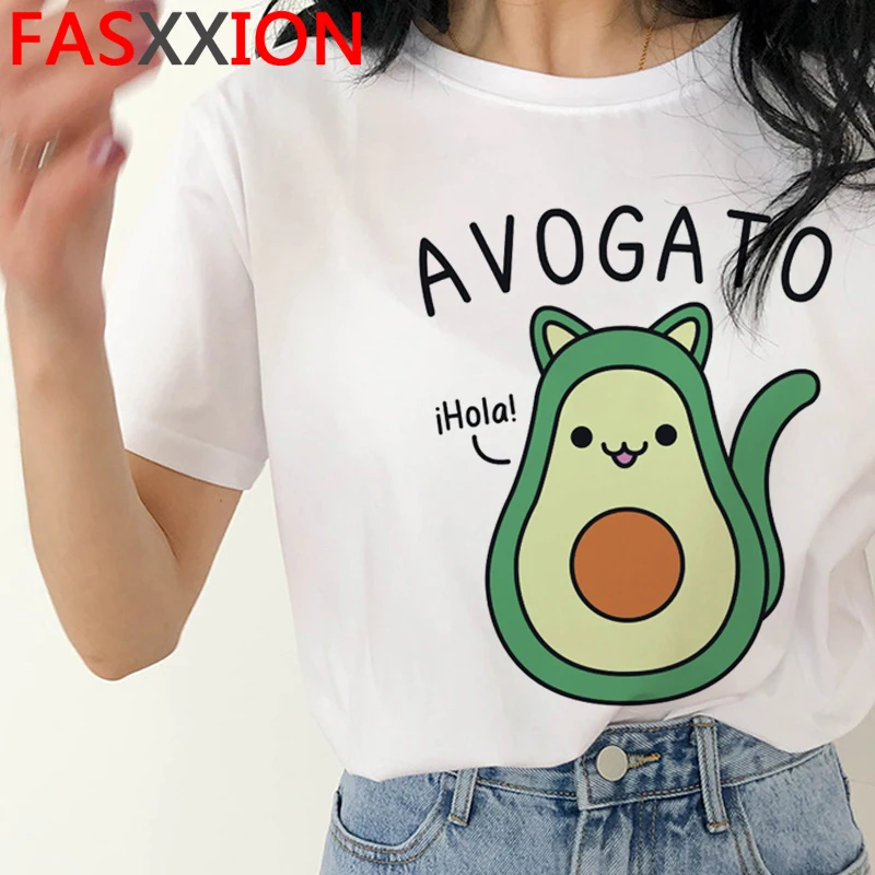 Kawaii Avocado Funny Cartoon T Shirt Women Summer Vegan Cute Anime T-shirt 90s Summer Graphic Tshirt Fashion Top Tees Female