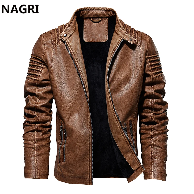 

Pu Leather Jacket Men Winter Fleece Warm Military Pilot Bomber Casual Jacket Motorcycle Biker Jacket and Coat Windbreaker Men