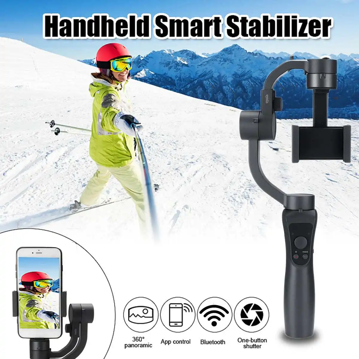 

3-Axis Handheld Gimbal Stabilizer For Smartphone Smooth Q Model For Phone Action Camera-Gopro Tripod Microphone LED