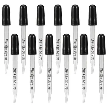 

12pcs Curved Head Glass Dropper Glass Pipette Lab Dropper Pipet with Scale Line Lab Accessories School Supplies for School