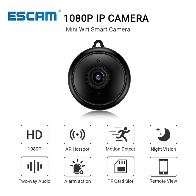 Escam V380 Mini Wifi IP Camera HD 1080P Wireless Indoor Camera Nightvision Two Way Audio Motion Detection Baby Monitor Camera 1