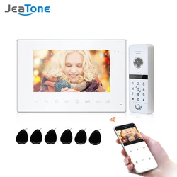Jeatone sistema de intercomunicação por vídeo inteligente, sem fio, wi fi, interfone com porta de vídeo para apartamento, tela 960p, suporta senha de desbloqueio