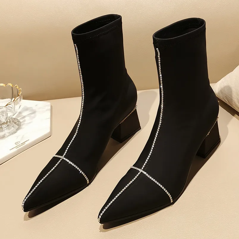 black slim heel ankle boots