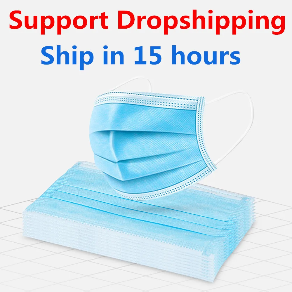 

100pcs DROPSHIPPING Disposable Anti Dust Mask Mouth Korean Blue Face Mask Face Mask Disposable