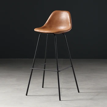 

Nordic wrought iron bar chair modern minimalist bar stool fashion bar chair bar table and chair home back high foot leather dini