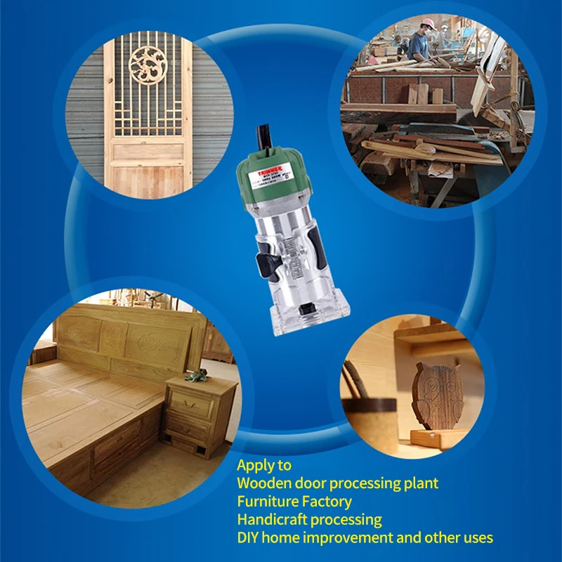 Electric Milling Machine Router Machine Wood Laminate Palm Router Hand Trimmer Edge Joiners 800W 30000rpm Hand Carving
