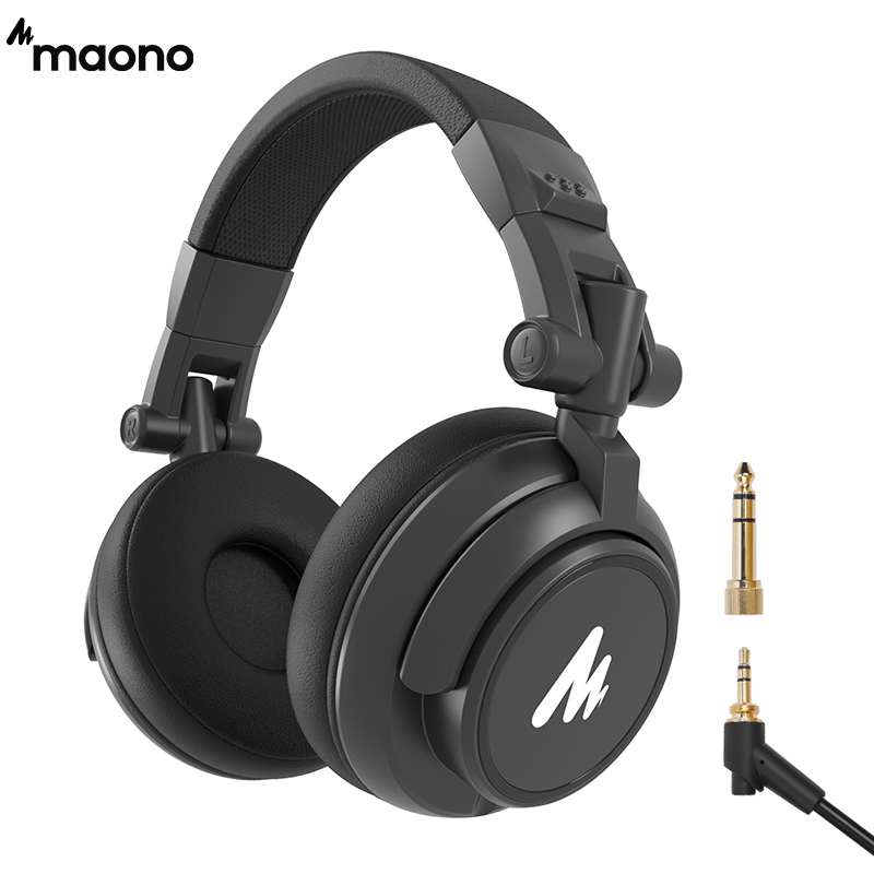 Maono MH601 Professional Studio Monitor Headphones with Detachable Plug & Cable and 50mm Driver for DJ,Studio,Sound Card