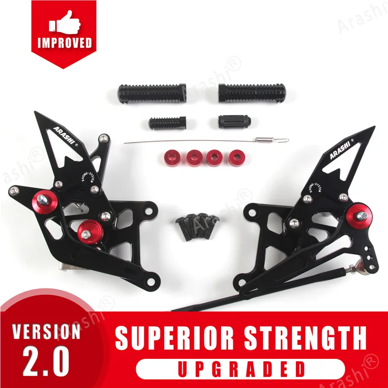 Arashi CNC Rearset для HONDA CBR300R- подставка для ног Rider Регулируемые подножки двигателя CBR 300 R CBR300 300R - Цвет: Black