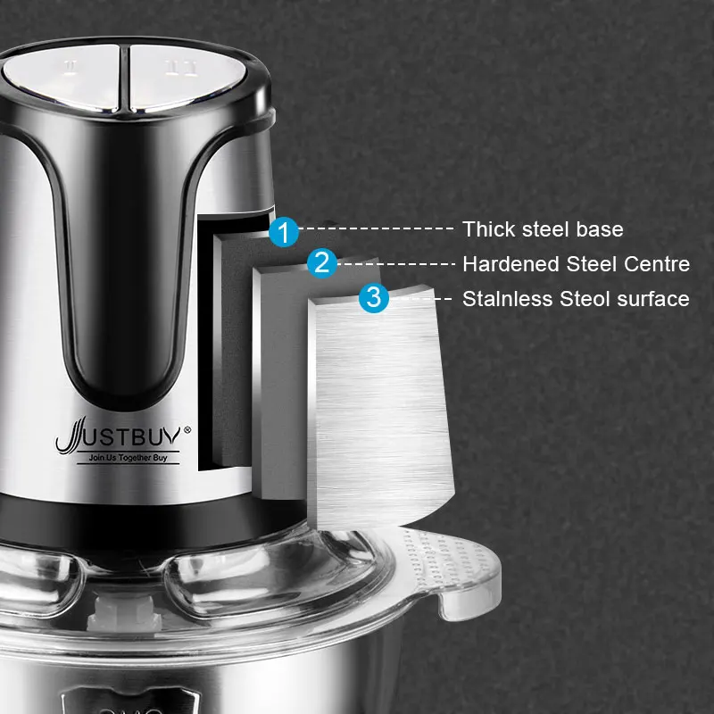 Factory price 500W 2 Speed Stainless steel 2L Capacity Electric Chopper Meat Grinder Mincer Food Processor Slicer-1