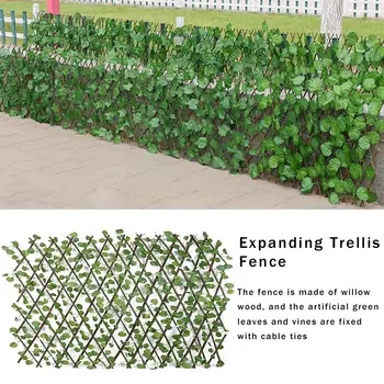 

Retractable Artificial Garden Fence Wood Vines Climbing Frame Gardening Plant Fence Vegetable Plant Decor Greenery Walls 40a