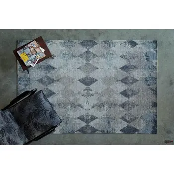 

Apex Ibiza 3 'x 5' Chenille Grey/Blue Runner Rug