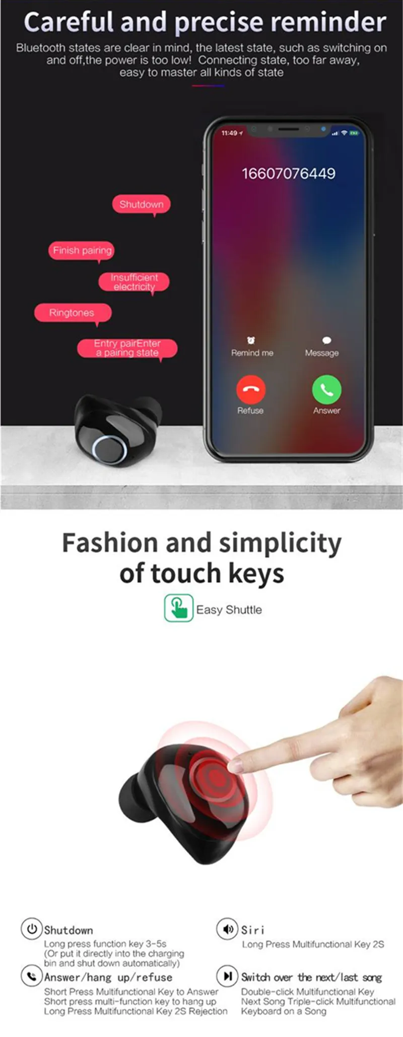 CLAITE B12 TWS Беспроводные Bluetooth 5,0 наушники DSP шумоподавление Hi-Fi стерео бинауральная гарнитура с HD микрофоном для Xiaomi