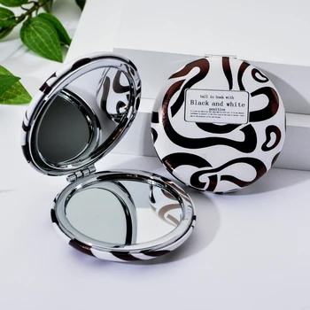 

Beauty Double-Sided Women Mirror Mini Pocket Cosmetic espejos Fashion Chocolate Color Striped Compact Makeup Mirrors