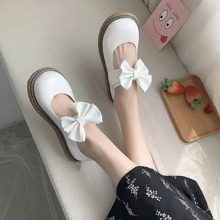 

Lolita Big Head Doll Shoes Platform Japanese JK Small Leather Shoes Female Students Cute Hook and Loop lolita shoes