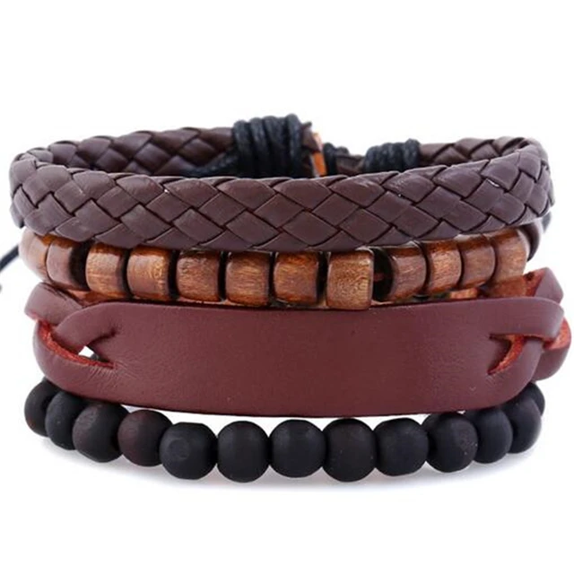 Etta 4Pcs/ Set Braided Wrap Leather Bracelets