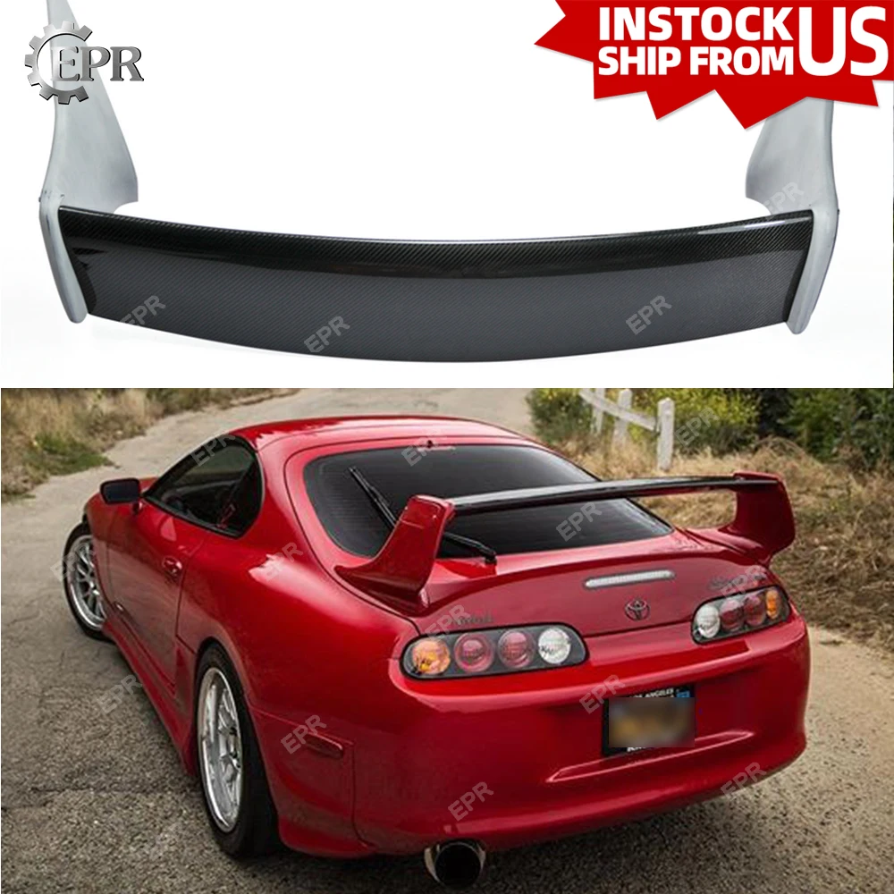 Покрытие из углеродного волокна губ для Toyota выше MK4 1993-1998 JZA80 TR-style задний спойлер(с FRP ногой) Комплект кузова тюнинг отделка Супра гонки