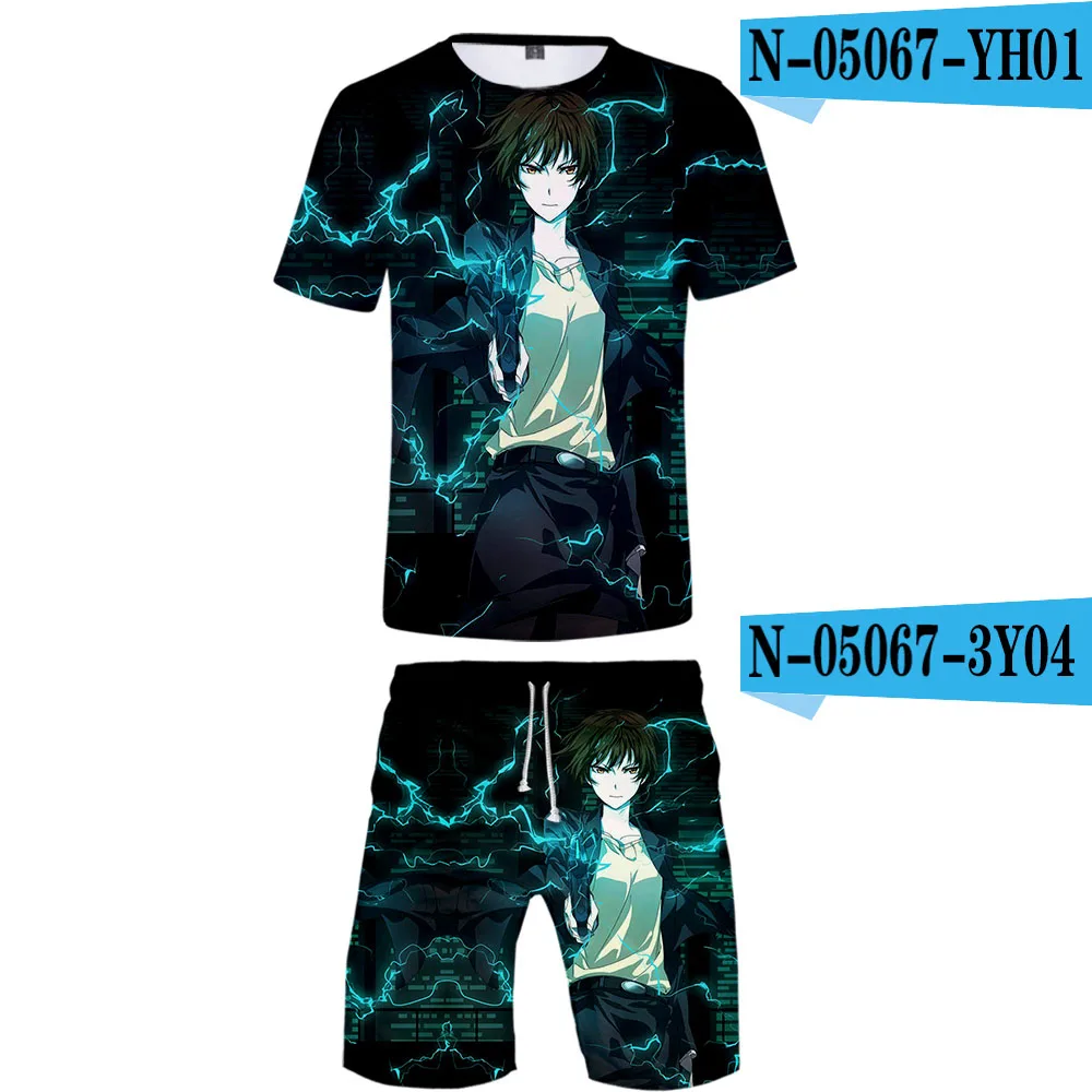 Psycho-Pass комплект из двух предметов футболка и шорты Harajuku Мужская футболка Psycho-Pass уличная Harajuku короткий рукав плюс размер - Цвет: F
