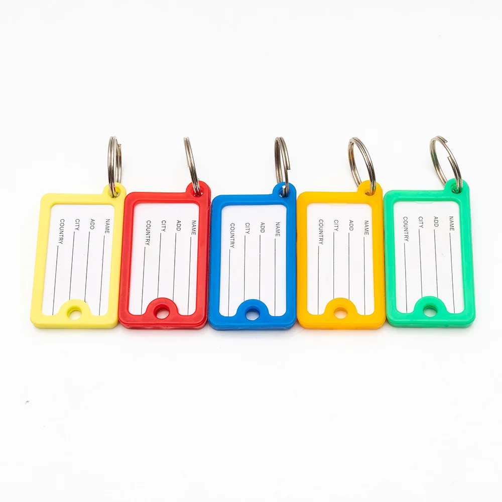 

30pcs/lot Rectangular Key Card Crystal Plastic Key ID Label Tags Card Split Ring Keyring Keychain For Many Uses Bunches Of Keys