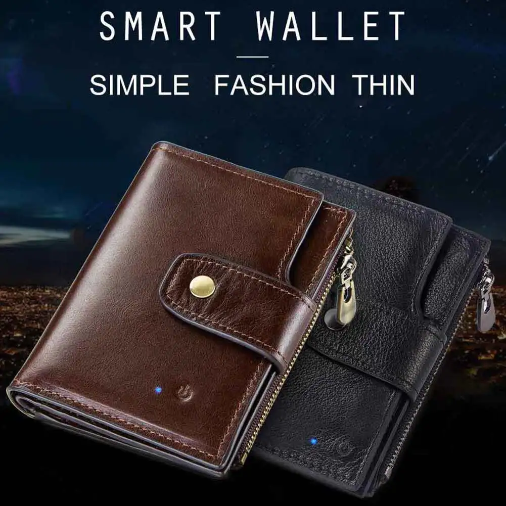 

Men Smart Anti-Lost Wallet Purse Bluetooth Position Record RFID Retro Style Large Capacity Best Sale-WT