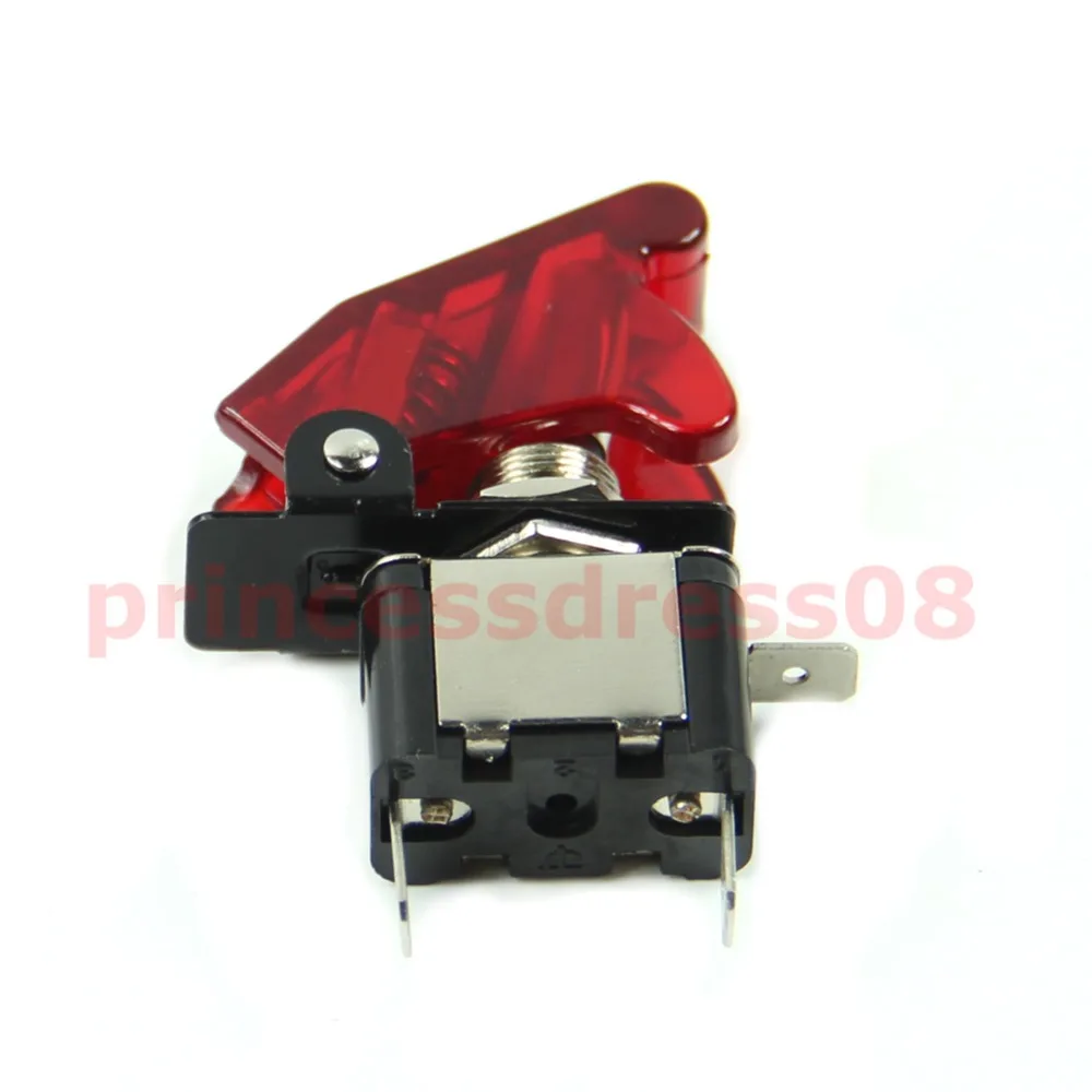 

12V Car Racing On Off Aircraft Type White LED Toggle Switch Control Clear Cover
