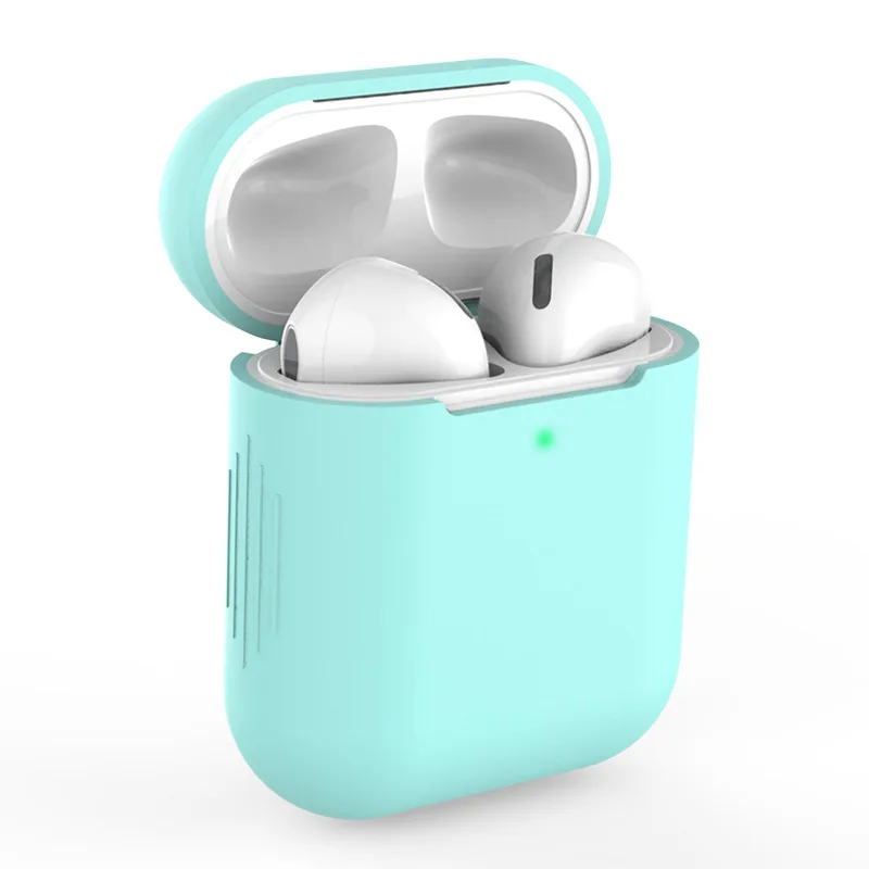 Силиконовый дешевый цветной защитный чехол для Apple AirPods с защитой от падения, беспроводной bluetooth-наушник с зарядным устройством - Цвет: Mint green
