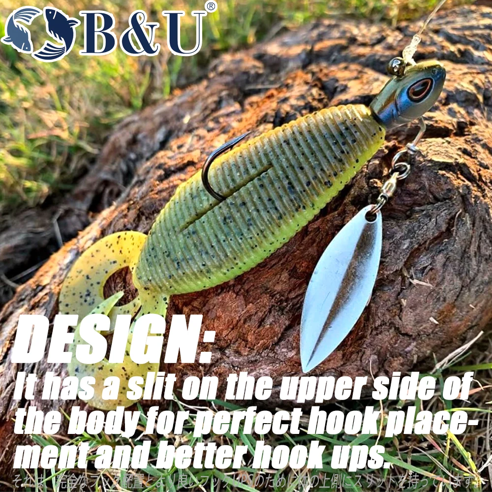 B&U Spiron Twin 100mm Curved Tail Fishing Lures Soft BaitsArtificial Wobblers Craws Silicone Shad Worm Bass leurre souple