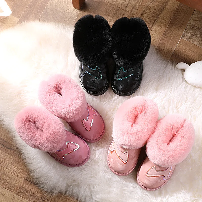 

2020 Winter Kids Fashion Snow Boots Thick Child Cotton Shoes Warm Plush Soft Bottom Baby Girls Boots Winter 1-16Years