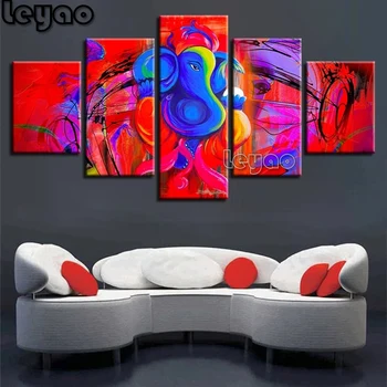 

Full square/round drill 5D Diy Diamond Painting Ganesha Red And Blue 5 Piece 3D Diamond Embroidery Mosaic indians religious