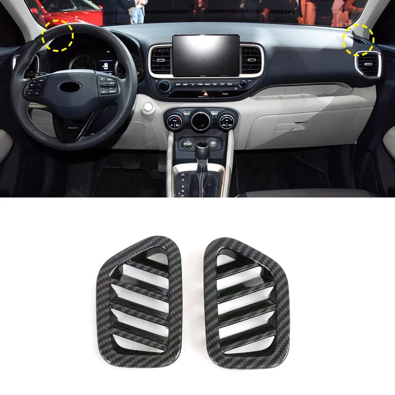 For Hyundai Venue 2019 2020 Car Styling Accessories ABS Carbon Fiber Interior Front Upper Air Vent Outlet Cover Stickers Trims | Автомобили