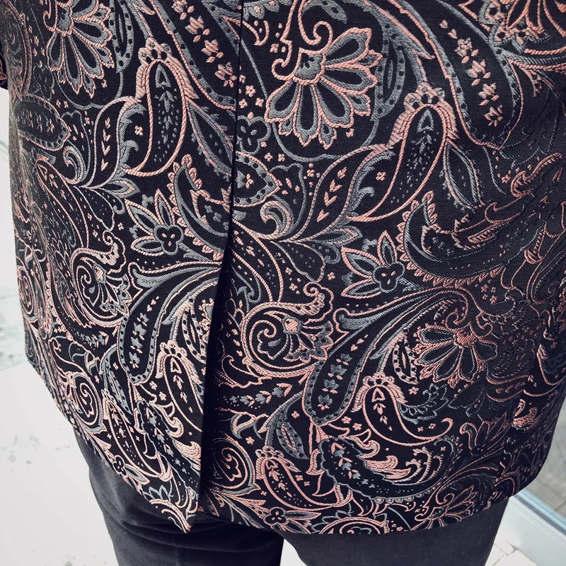 Мужской Блейзер в стиле барокко Estampado мужской маскарадный пиджак Masculino Slim Fit Стильный блейзер для курения вечеринки выпускного вечера Свадебный блейзер для мужчин 4xl