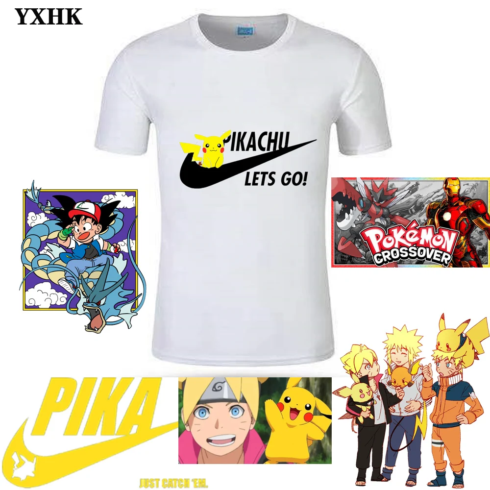 

2019 New Japanese Anime Pokemon Avengers Naruto Print Men's Cotton Short Sleeve O-Neck T-shirt Slim Fit White Tshirt Male tshirt
