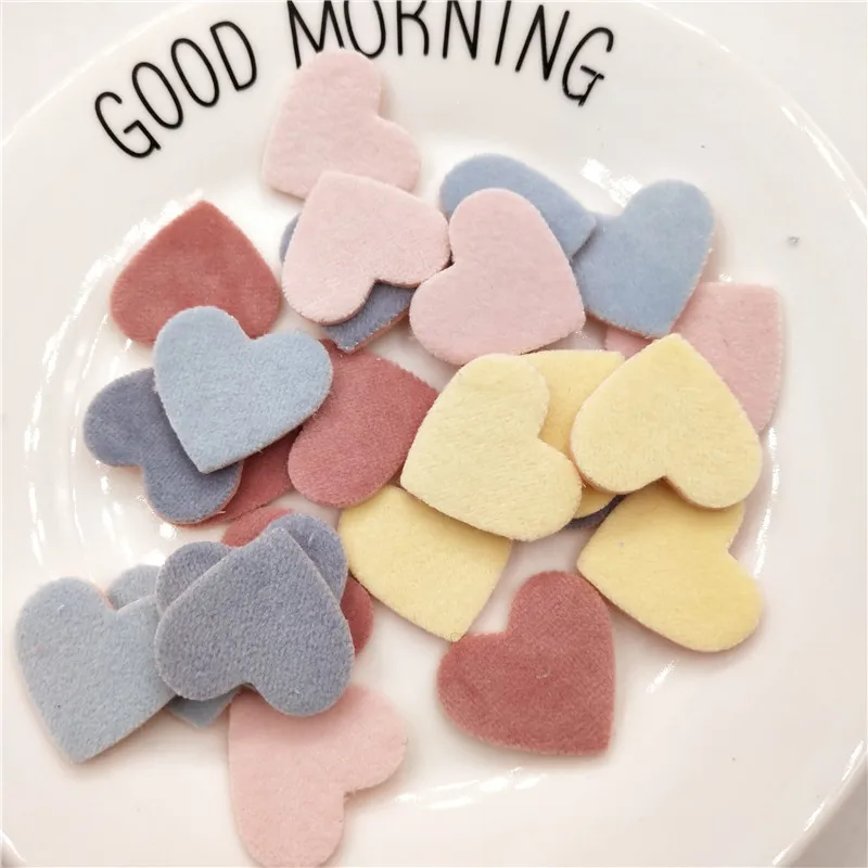 30pcs/lot 2.8*2.5cm Felt Heart Padded Appliques for Clothing Craft Sticker DIY Hair Ornament DIY Supplies