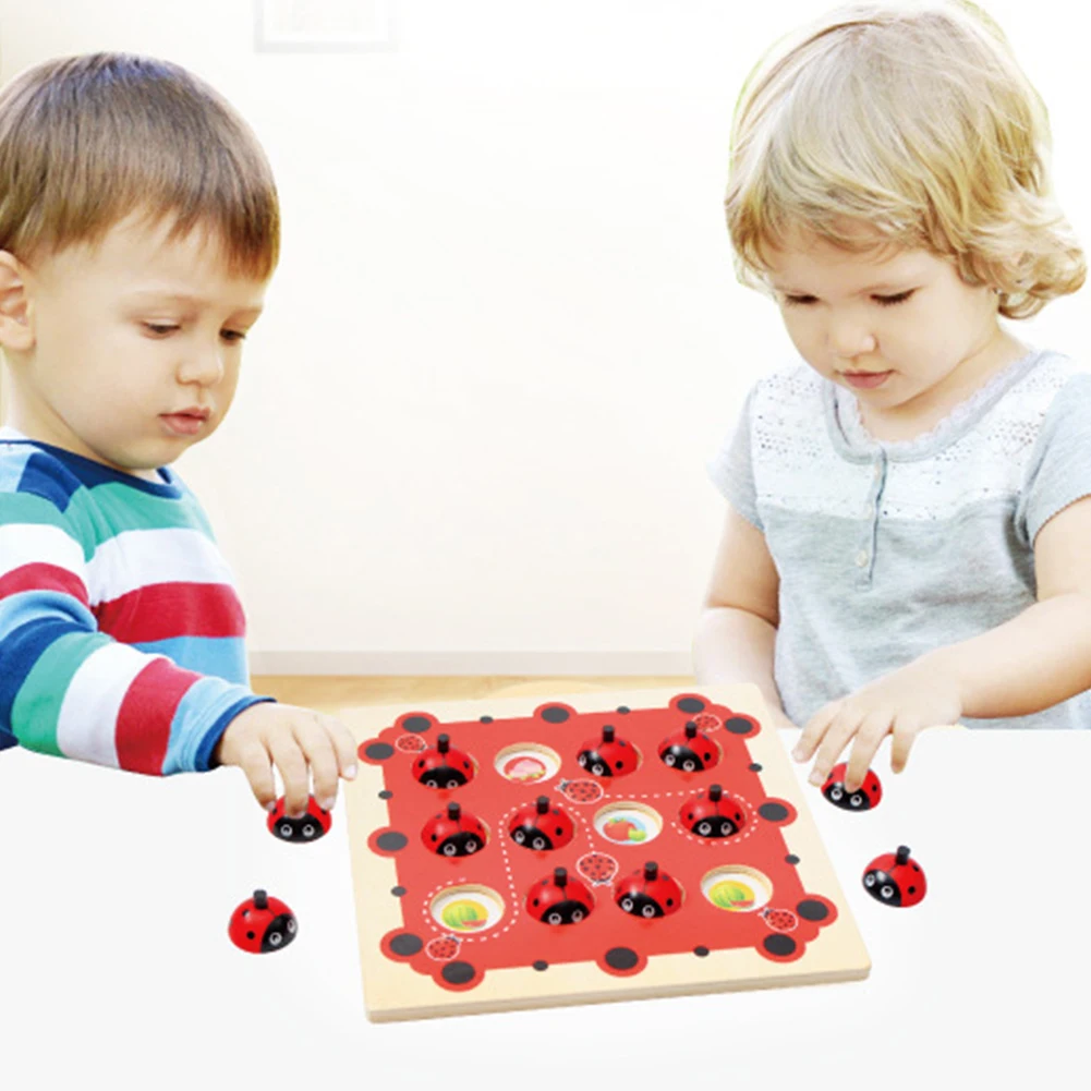 Training Party Board Game Color Cognitive Early Development Wooden Family Memory Chess Child Interaction Smooth Cartoon Design