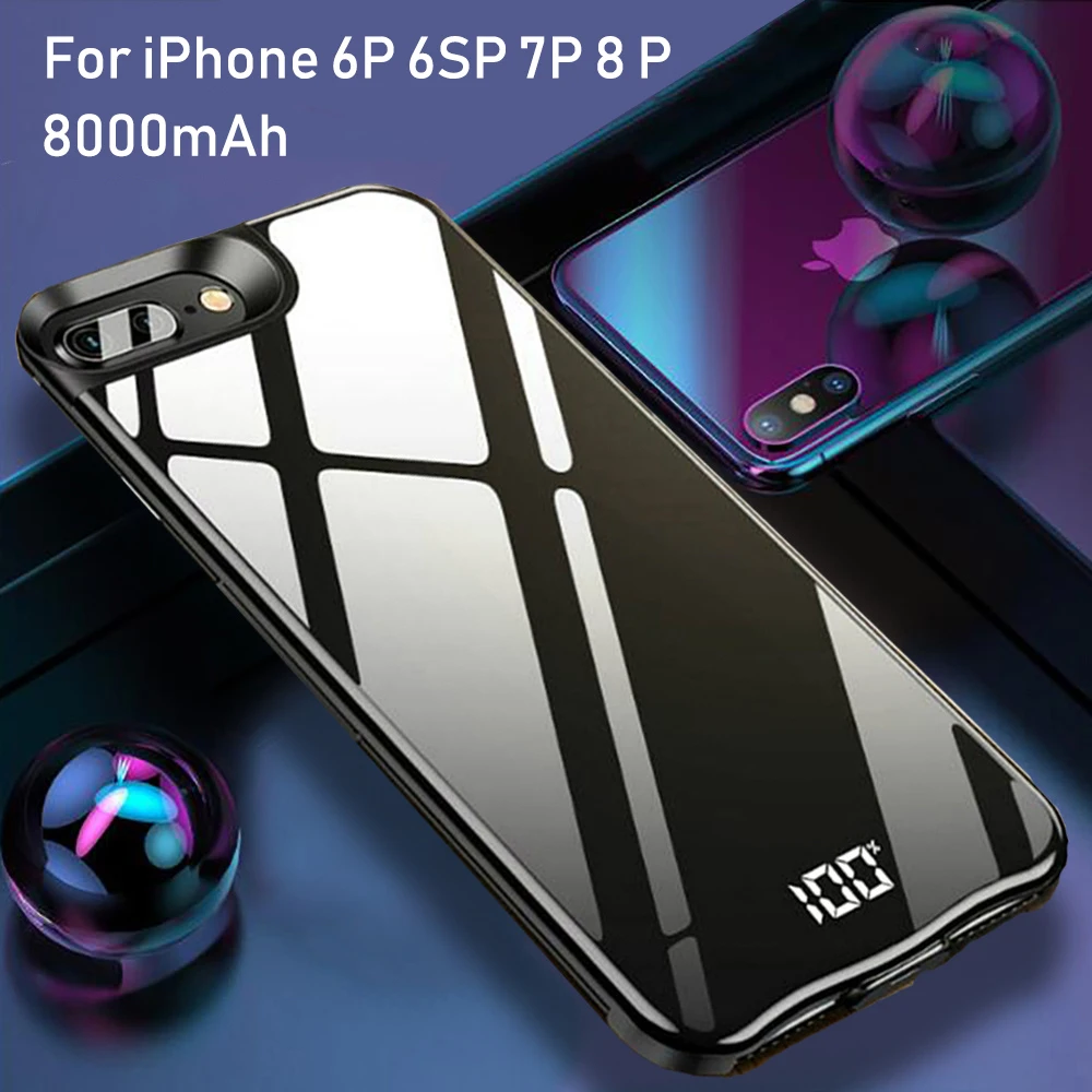 Чехол для аккумулятора для iphone XS Max XR, внешний аккумулятор, чехол для iphone 6, 6s, 7, 8 Plus, 8000 мАч, чехол для зарядного устройства - Цвет: 8000 black 6P 7P 8P