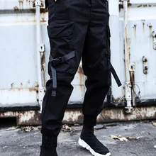 2020 hip-hop men's jogger black harem pants multi-pocket ribbon men's sports pants streetwear youth pants 9 points pants M-5XL