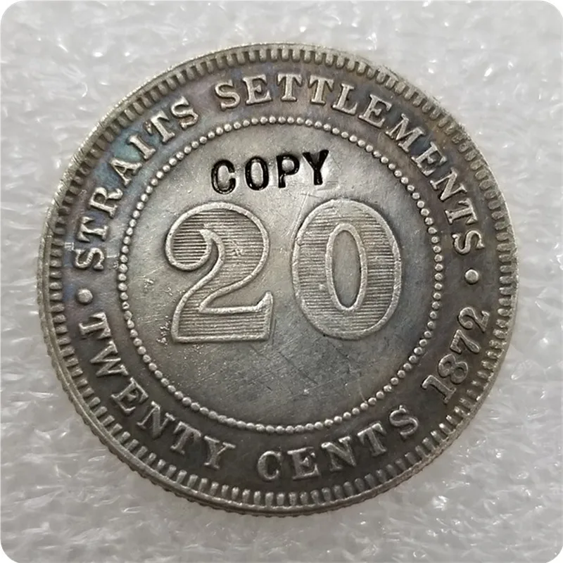 1872-1899 проливы жевательной королевы Виктории 20 Cent КОПИЯ памятных монет-копии монет медаль коллекционные монеты - Цвет: 1872H