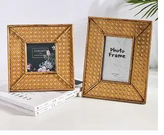 

4/6/7 INCH BAMBOO PHOTO FRAME BEDSIDE DESK DECORATION HANDMADE CRAFTS SIMPLE FAMILY PORTRAIT PICTURE FRAME VINTAGE HOME DECOR