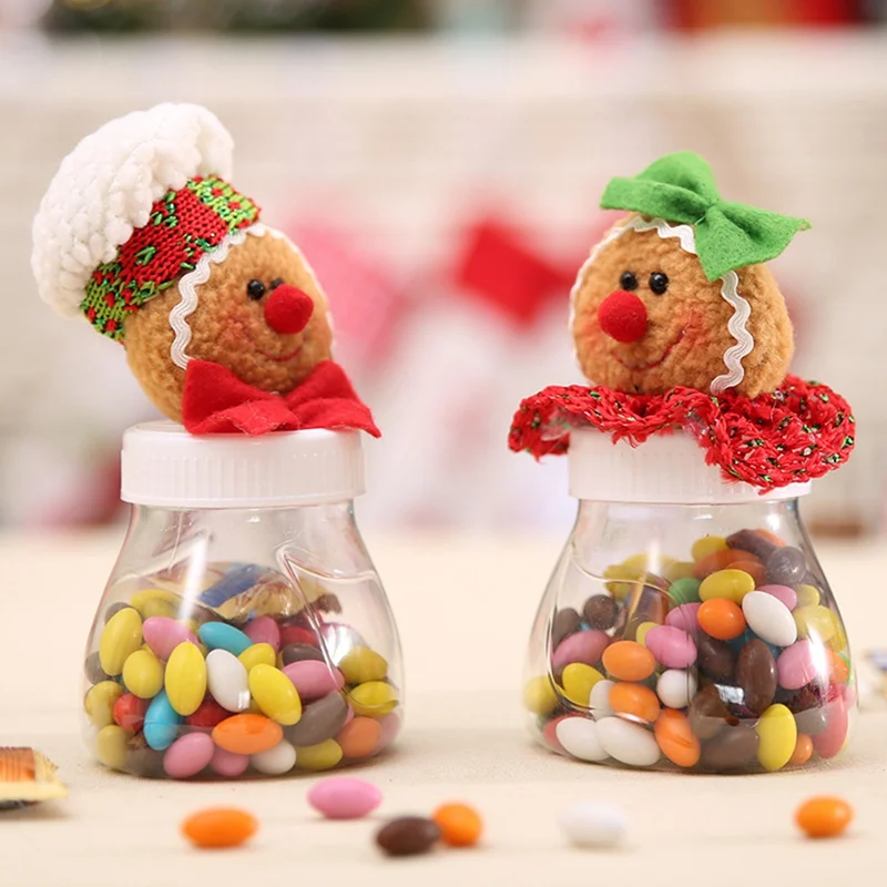 

Hot Cute Christmas Candy Storage Box Jar Bottle Gingerbread Man Xmas Home Organization Decoration Sugar Bottles Case Decor