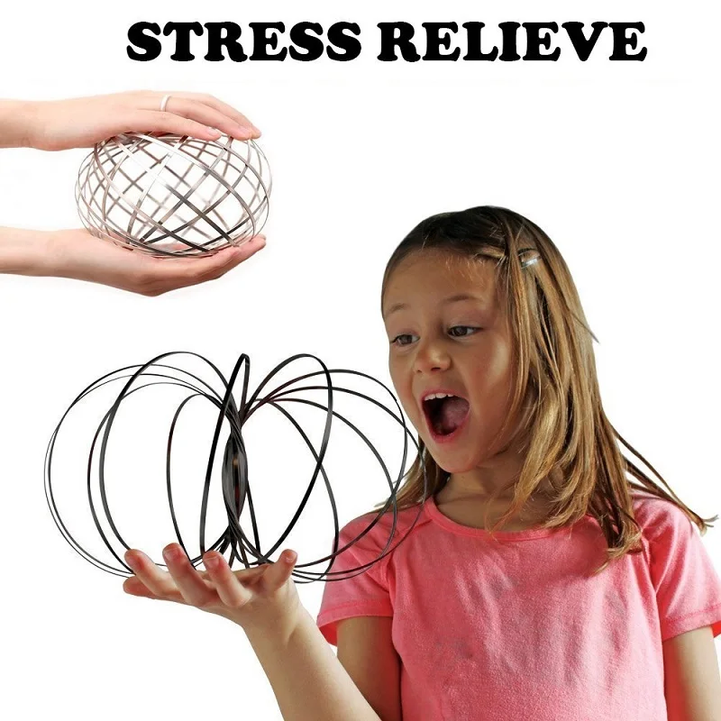 

Amazing Flow Ring Toys Stainless Steel Hand Ring Spinner Anti-stress Spring Flow Ring Toy Magic Toy Gift For Children Adult