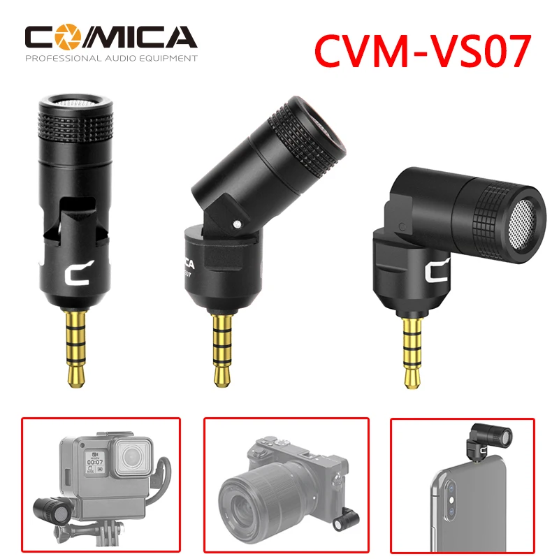 Comica CVM-VS07 для GoPro DSLR камера смартфон телефон мини микрофон гибкий подключаемый всенаправленный микрофон 3,5 мм TRRS разъем