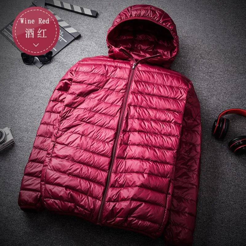 Large size thin and light hooded men's down jacket large size coat man puffer plus winter jacket men 9XL 12XL 11XL 10XL