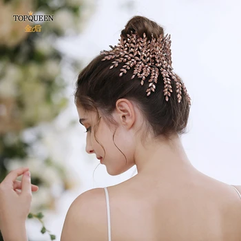 

TOPQUEEN HP238-P Leather powder diamond wedding headband wedding hair accessories bridal crowns bridal hair tiara headpieces