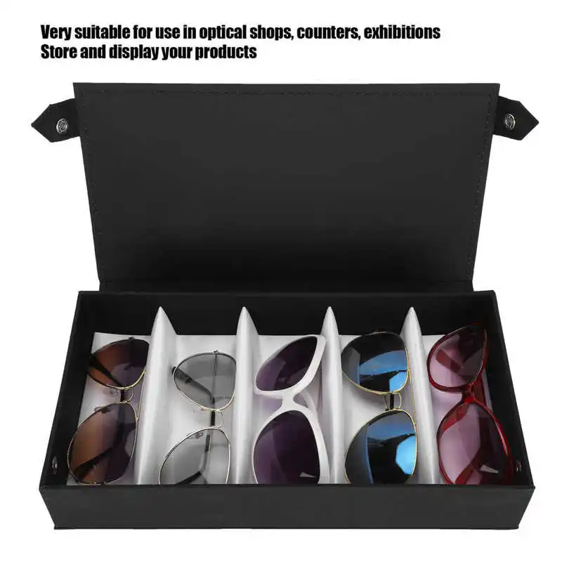 5 Grids Eye Glasses Storage Box Protective Eyeglasses Eyewear Sunglasses Display Case Travel Jewelry Organizer Holder