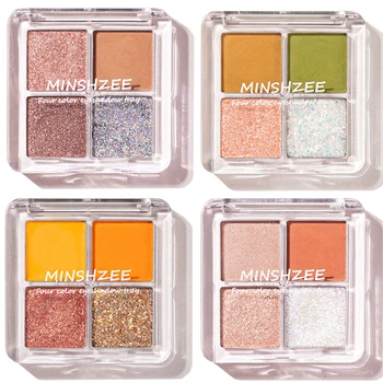 

MINSHZEE 4 Colors Matte Glitter Eye Shadow Palette Waterproof Makeup Pearlescent Pigment Eyeshadow Cosmetics Eye Makeup TSLM1