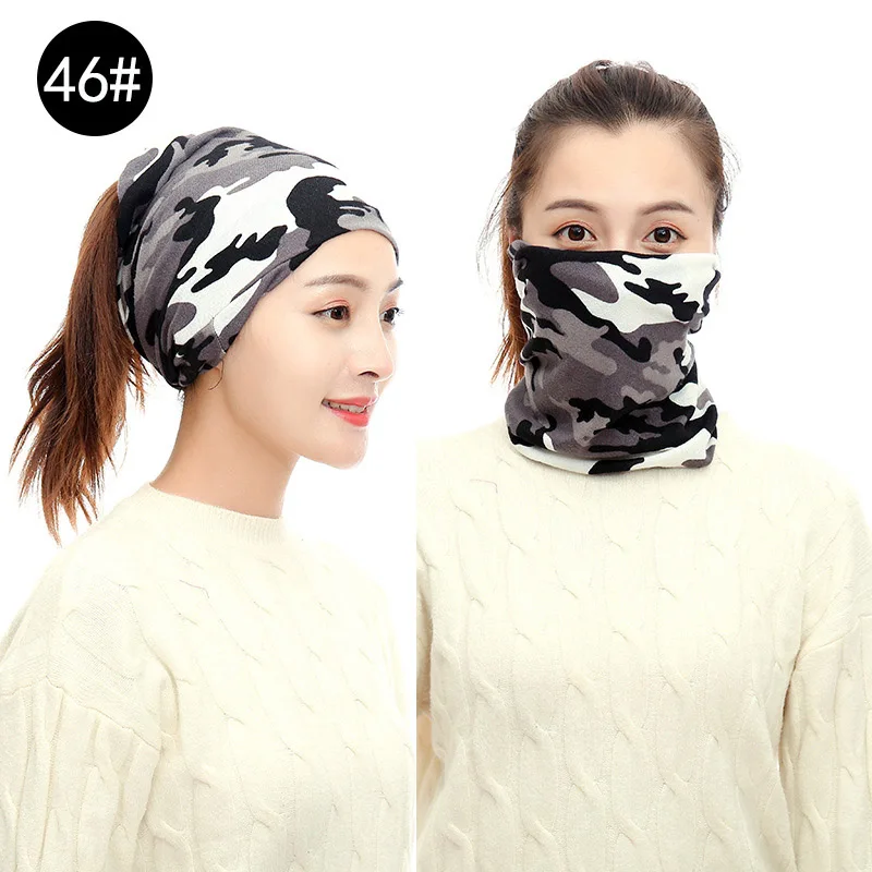 Дизайн мода унисекс зима осень Теплое кольцо бандана шарф вязанная мужская повязка на голову женская маска для лица камуфляж Многофункциональный - Цвет: 46