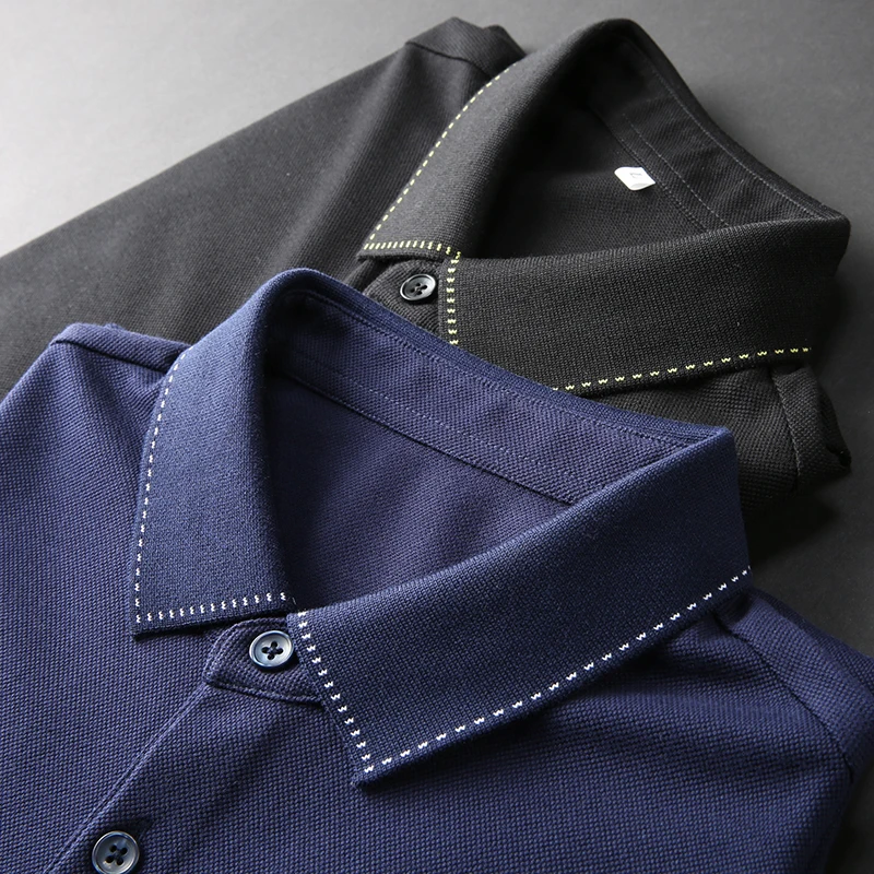 

JSBDSummer high-end cotton fabric bead ground men slim and color contrast lapel short sleeve T-shirt leisure business POLO shirt