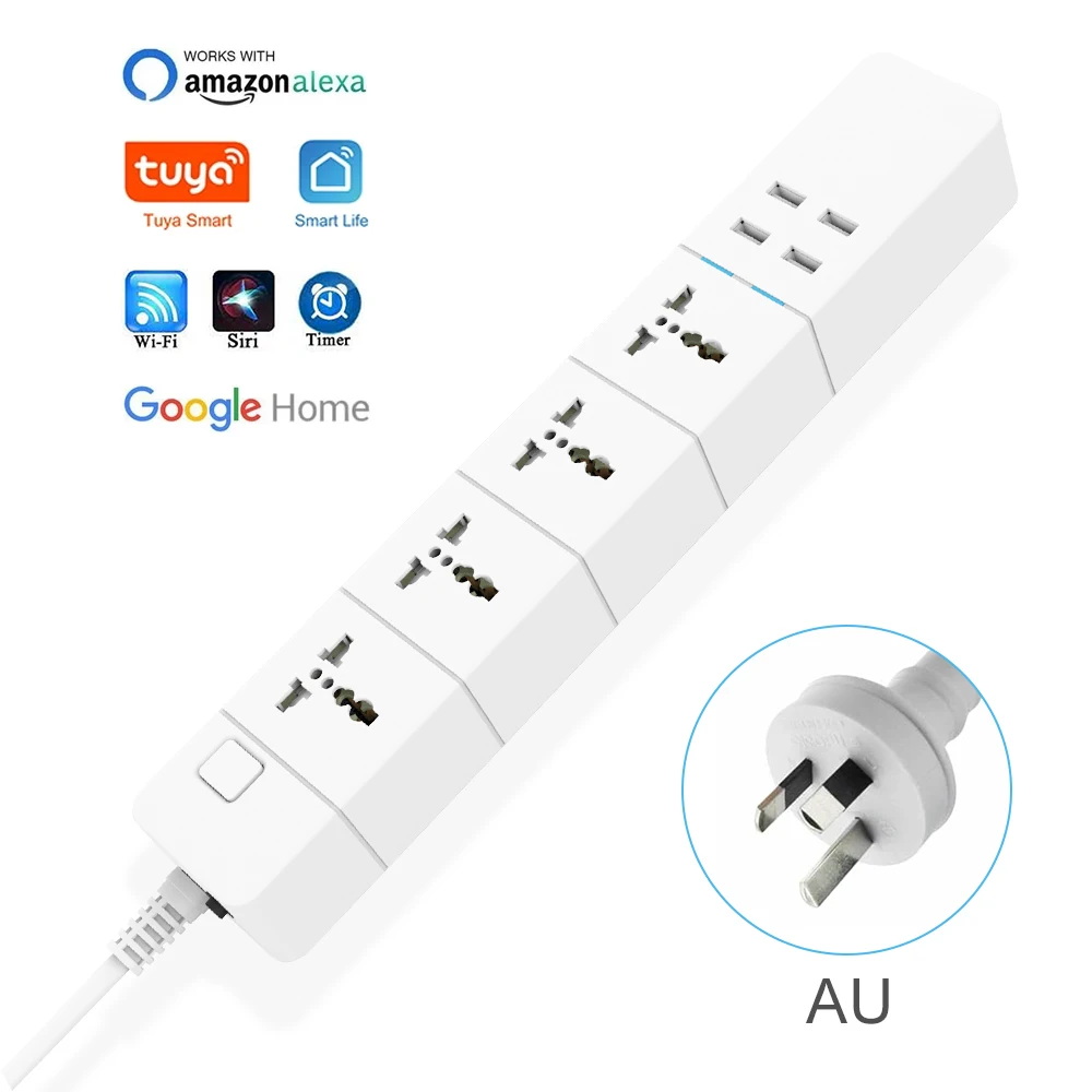 Regleta de Alimentación inteligente con Wifi, 4 enchufes USB, 5V, 3.1a,  puerto de carga, temporizador, Control Bluetooth, con Alexa, asistente de  Google Home - AliExpress