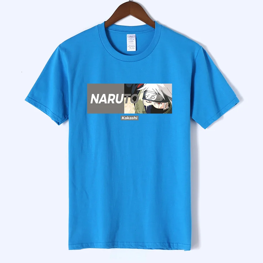 Наруто боруто японское аниме Мужская Учиха Итачи Узумаки Саске Какаши Гаара футболка Fuuny облегающая хлопковая дышащая футболка - Цвет: sky blue